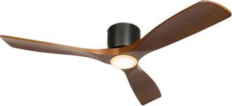 QAZQA Ventilador de techo negro madera con led y mando