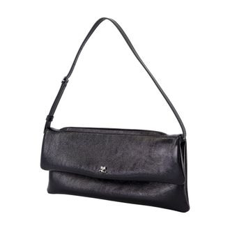Courr&egrave;ges Womens Leather Cuff Clutch Black