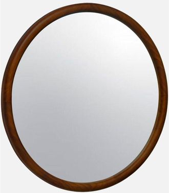 Sweeek Sweeek - Espejo redondo de madera de pino, 60cm, Georgia, Madera de nogal, 60x3x60 cm