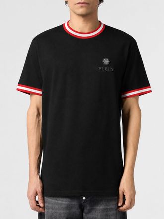 Philipp Plein Hexagon Logo Cotton T-Shirt with Contrast Trims