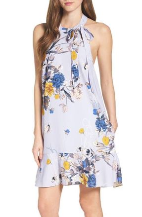 Chelsea28 Bow A-Line Dress in Purple Puff Noveau Botanical at Nordstrom, Size Small