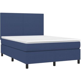 vidaXL Cama Box Spring Con Colch&oacute;n Tela Azul 140x200 Cm Vidaxl
