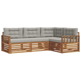 vidaXL Conjunto De Sof&aacute;s De Exterior 4 Pcs Gris Natural Y Claro Vidaxl