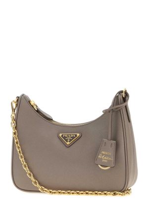 Prada Womens Dark Grey Leather Re-Edition 2005 Shoulder Bag Argilla 1 + Oro Borse A Tracolla