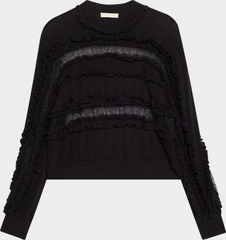 Ulla Johnson Demma Ruffled Fine-Knit Sweater
