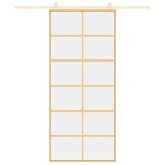 Berkfield Home Sliding Door Gold 90x205 cm Clear ESG Glass & Aluminium