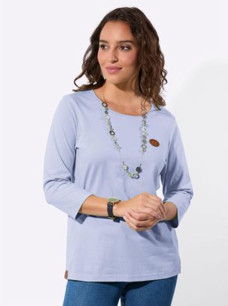 Casual Looks 3/4-Arm-Shirt CASUAL LOOKS Shirt, Damen, Gr. 36, hellblau, 100% Baumwolle, unifarben, Rundhals, Shirts 3/4-Arm-Shirt