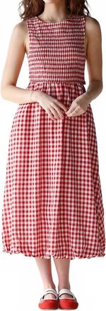 Sadie & Sage Ready Gingham Midi Dress In Red, White