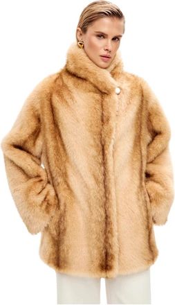 Cesare Gaspari Faux Fur Shearling Jassen - Dames - Jassen - Beige - L - Polyester - Jassen
