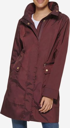 Cole Haan Womens Signature Packable Hooded Rain Jacket - Purple Size Medium