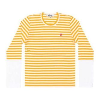 Comme Des Gar&ccedil;ons (WMNS) COMME des GARCONS PLAY L/S Bi-Colour Stripe White Sleeve T-Shirt Yellow White AZ-T319-051-2
