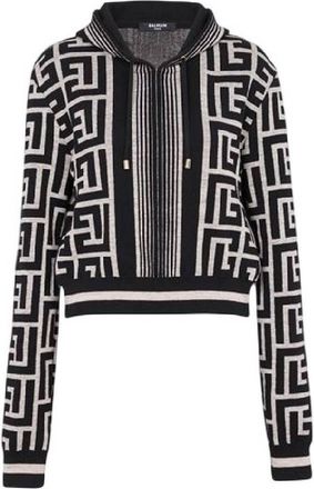 Balmain Monogram Drawstring hoodie, Brand Size 36 (US Size 4)