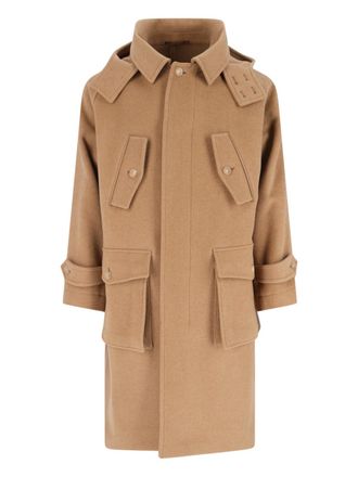 Caruso Foscari Beige Hooded Wool Coat