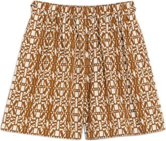Max Mara Bruine shorts met trekkoord en zakken - Dames - Bermuda - Bruin - XS - Katoen - Korte Broeken