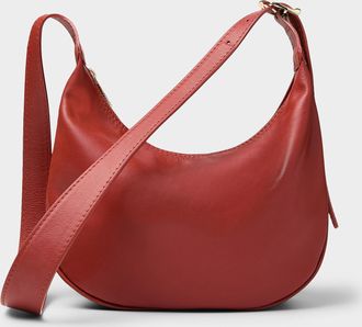 Simons Womens Textured-leather half-moon crossbody bag Exclusive collection from Italy