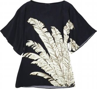 Hemant & Nandita Womens Palm Boat Neck Blouse In Black