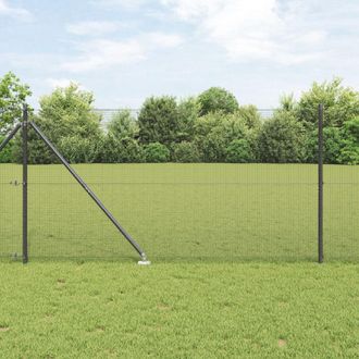Berkfield Home Welded Wire Fence with 13 Spike Posts Grey 1.4x50 m Steel