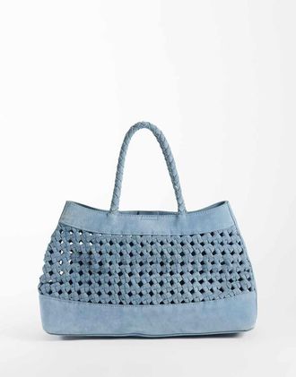 Asos Borsa blu in camoscio intrecciato