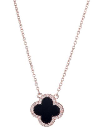Adornia Adornia 14K Rose Gold Plated Cz Black Clover Necklace