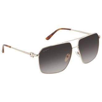 Ferragamo Salvatore Ferragamo Grey Pilot Mens Sunglasses SF238S 717 62
