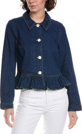 CeCe by Cynthia Steffe Collared Peplum Denim Jacket