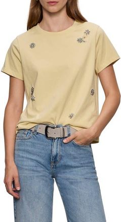 Sanctuary Floral Crystal Embellished Organic Cotton T-Shirt in Buttercream White at Nordstrom, Size X-Small