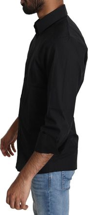 Dolce & Gabbana Black Cotton Formal Dress Men Top Shirt