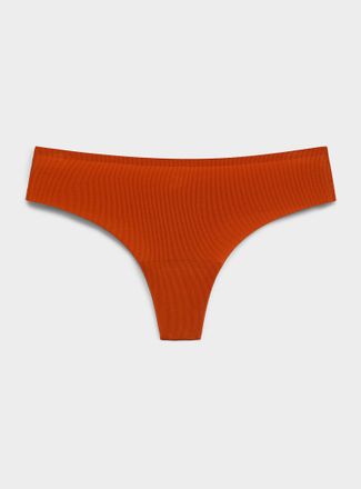 Miiyu Womens Mini-rib laser-cut thong Recycled nylon
