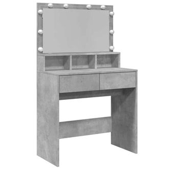Berkfield Home Dressing Table with LED Concrete Grey 80x41x134.5 cm