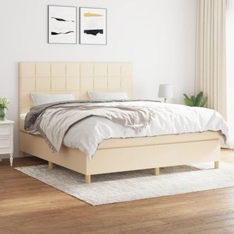 vidaXL Vidaxl - Cama Box Spring Con Colch&oacute;n Tela Color Crema 180x200 Cm