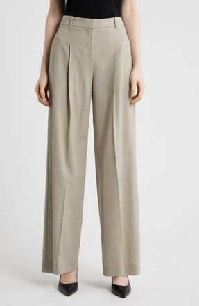 BOSS Tiana Virgin Wool Wide Leg Pants in Pumice at Nordstrom, Size 16