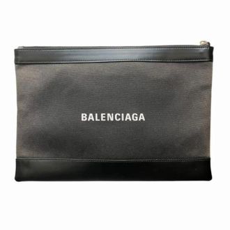 Balenciaga Pre-owned Clutches, male, Black, Size: ONE SIZE Pre-owned Canvas Leather Clutch Bag