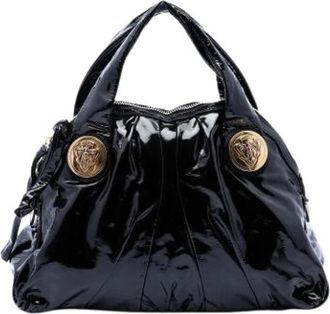 Gucci Pre-owned Patent Leather Satchel - Dames - Vintage Handtas - Zwart - ONE Size - Leer - Vintage
