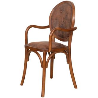 Biscottini International Wooden and Faux Leather Chair Chairs with Armrests Dining Room and Kitchen Upholstered Armchair Living Room Armchair Bedroom