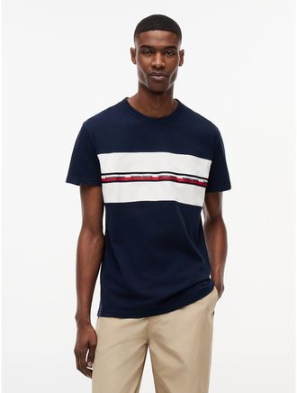 Tommy Hilfiger Mens Tommy Jeans Signature Logo Tape T-Shirt - Navy - L