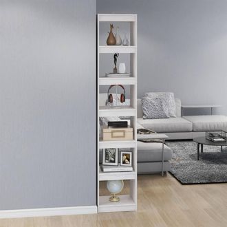 Berkfield Home Beautiful Book Cabinet/Room Divider White 40x30x199 cm Solid Pinewood | Size: 40 x 30 x 199 cm