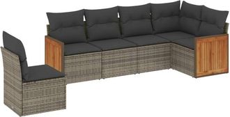 vidaXL Vidaxl - Set De Muebles De Jard&iacute;n 6 Pzas Y Cojines Rat&aacute;n Sint&eacute;tico Gris
