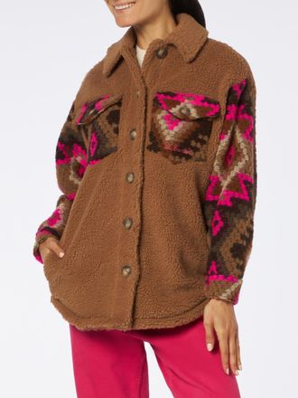 MC2 Saint Barth Woman Sherpa Overshirt With Ethnic Print