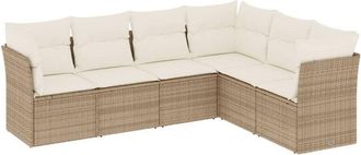 vidaXL Juego De Sof&aacute;s Jard&iacute;n Con Cojines 6 Pzas Rat&aacute;n Sint&eacute;tico Beige Vidaxl