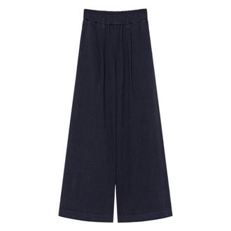 Forte_Forte Wide Trousers, female, Blue, Size: S High Waist Blue Cotton Pants