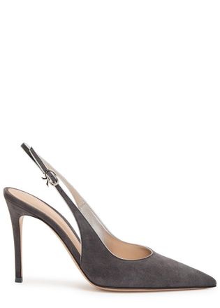 Gianvito Rossi Yves 100 Suede Slingback Pumps - Grey