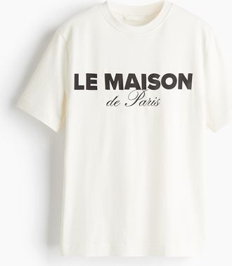 H&M T-Shirt mit Print - Weiss/Le Maison