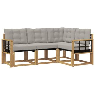 vidaXL Conjunto De Sof&aacute;s De Exterior 4 Pcs Blanco Y Gris Claro Vidaxl
