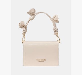 Kate Spade New York Womens Natasha Rose Strap Card Case Crossbody in Beige | Leather Animations
