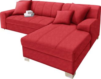 Domo Collection Ecksofa »Turah incl. Zierkissen, moderne Steppung, auch in Leder« wahlweise mit Bettfunktion, Schlafsofa, B/T/H: 239/152/75 cm, L-Form