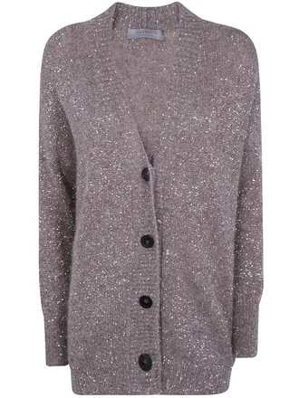 D.exterior D. EXTERIOR Sweater Button Front Soft Alpaca Crystals Cardigan