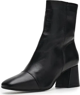 Free People Wisteria Womens Black Leather Cap Toe Ankle Boots ZOGG2849