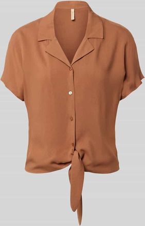 Soyaconcept Regular Fit Bluse aus Viskose mit Knotendetail Modell RADIA in Hellbraun, Gr&ouml;&szlig;e XXL