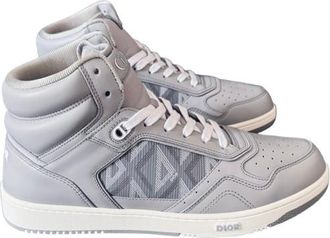 Dior Grey Leather B27 Diamond Sneakers Size 43