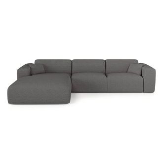 Sia Home Sof&aacute; esquinero izquierdo convertible 5 plazas tejido rizo gris grafito